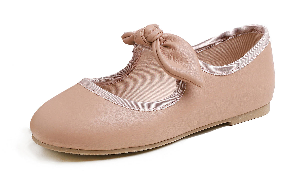 Feversole Girls Cute Dress Mary Jane Shoes Little Kids Casual Buckle Strap Flats Vegan Leather Bow Elastic