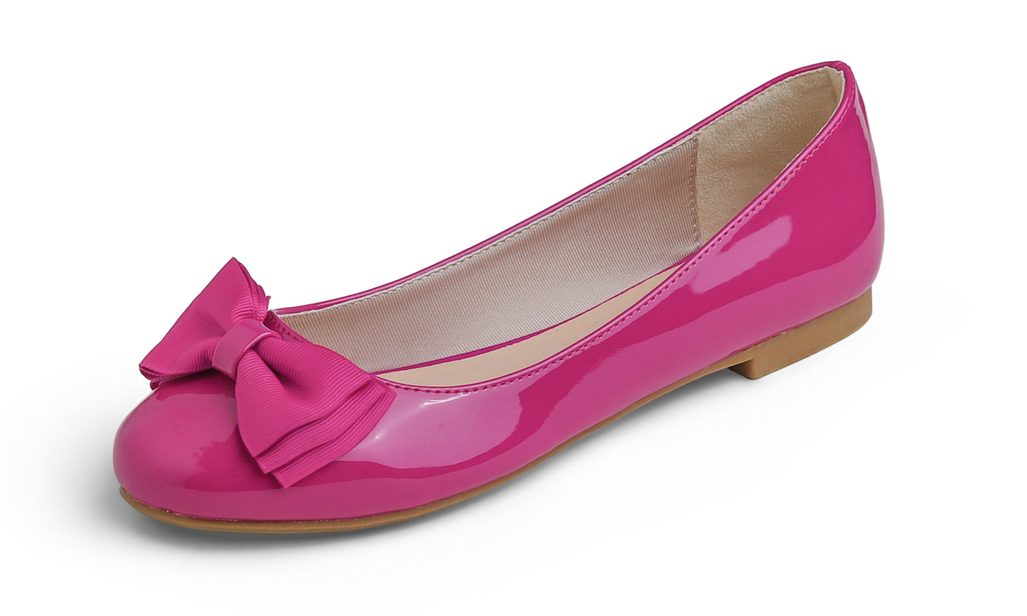 Feversole Women's Round Toe Cute Bow Trim Ballet Flats