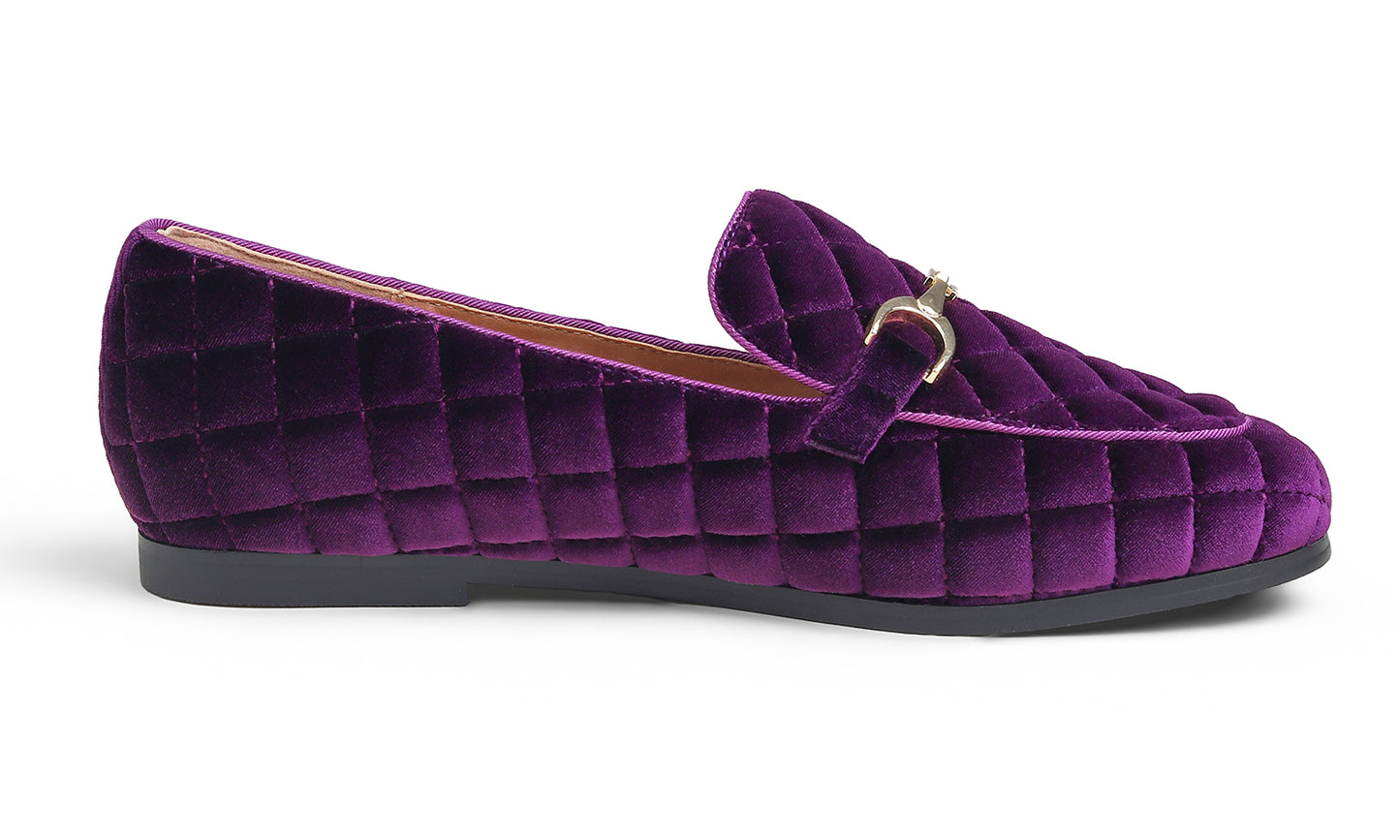 Feversole Women's Fashion Comfortable Penny Loafer Buckle Dressy Shoes Velvet Quilted