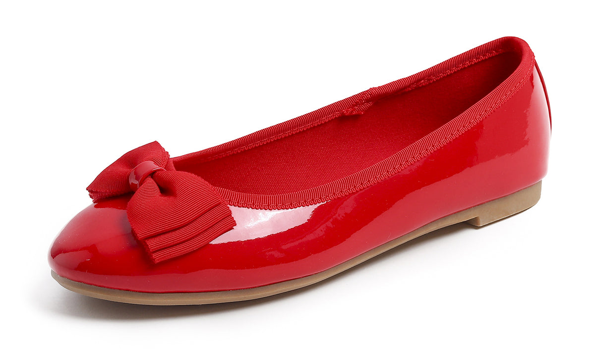Feversole Women's Round Toe Cute Bow Trim Ballet Flats Dolly Shoes