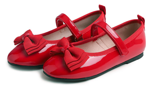 Feversole Girls Cute Dress Mary Jane Shoes Soft Party Holiday Ballet Bow Tie Patent Vegan Leather