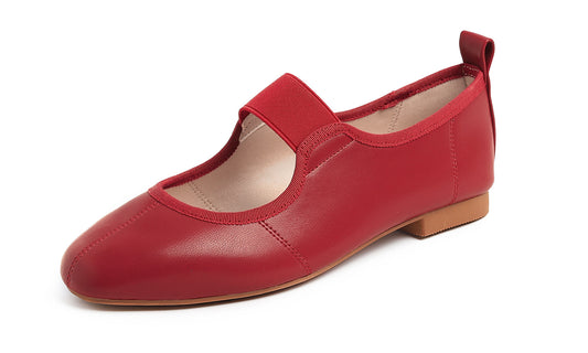 Feversole Women's Cushion Padded Comfort Square Toe Soft Mary Jane Dressy Elastic Strap Easy Slip on Work Office Flats Vegan Leather
