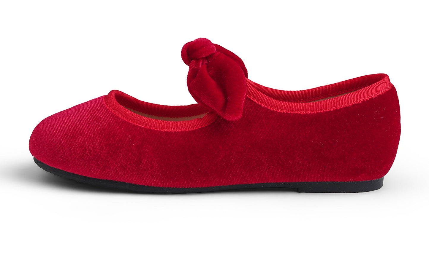 Feversole Girls Cute Dress Mary Jane Shoes Little Kids Casual Buckle Strap Flats Velvet Bow Elastic