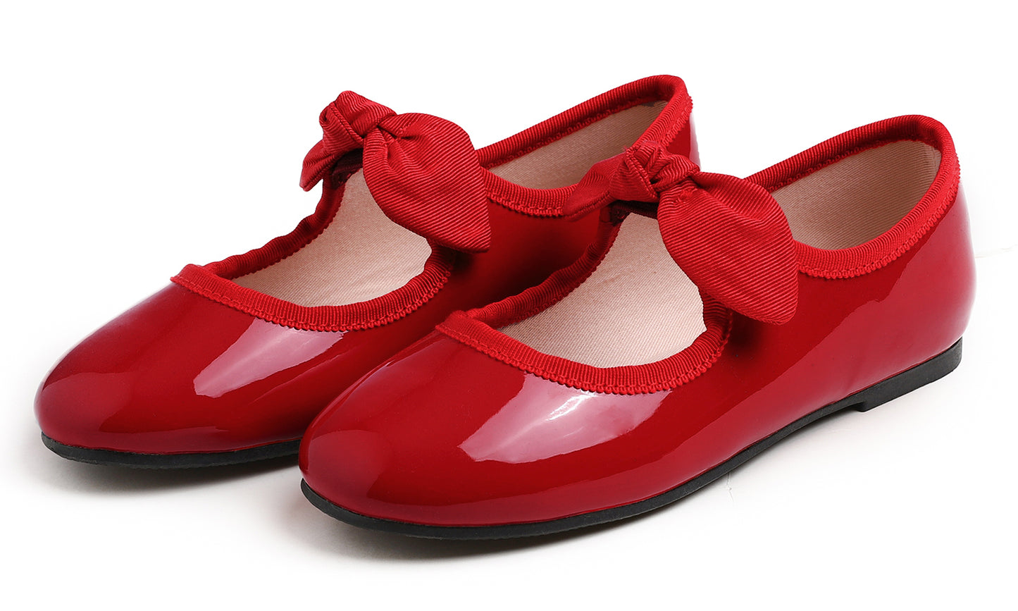 Feversole Girls Cute Dress Mary Jane Shoes Little Kids Casual Buckle Strap Flats Vegan Leather Bow Elastic