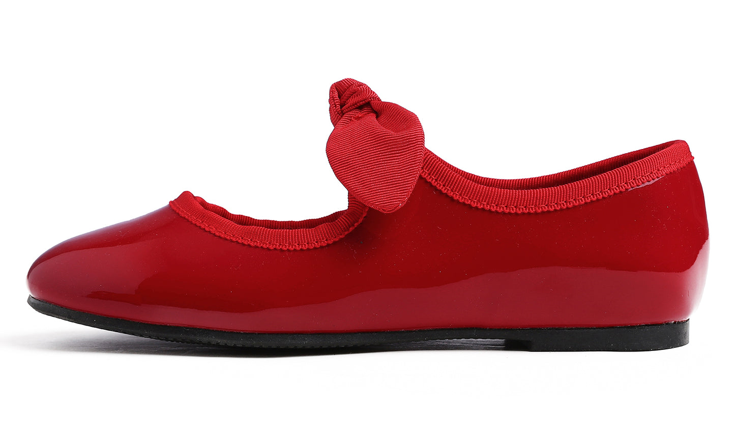 Feversole Girls Cute Dress Mary Jane Shoes Little Kids Casual Buckle Strap Flats Vegan Leather Bow Elastic