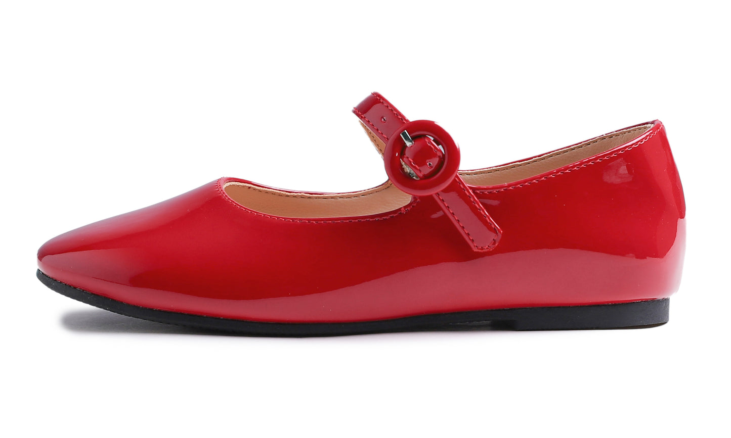Feversole Girls Cute Dress Mary Jane Shoes Little Kids Casual Buckle Strap Flats Vegan Leather Patent Buckle
