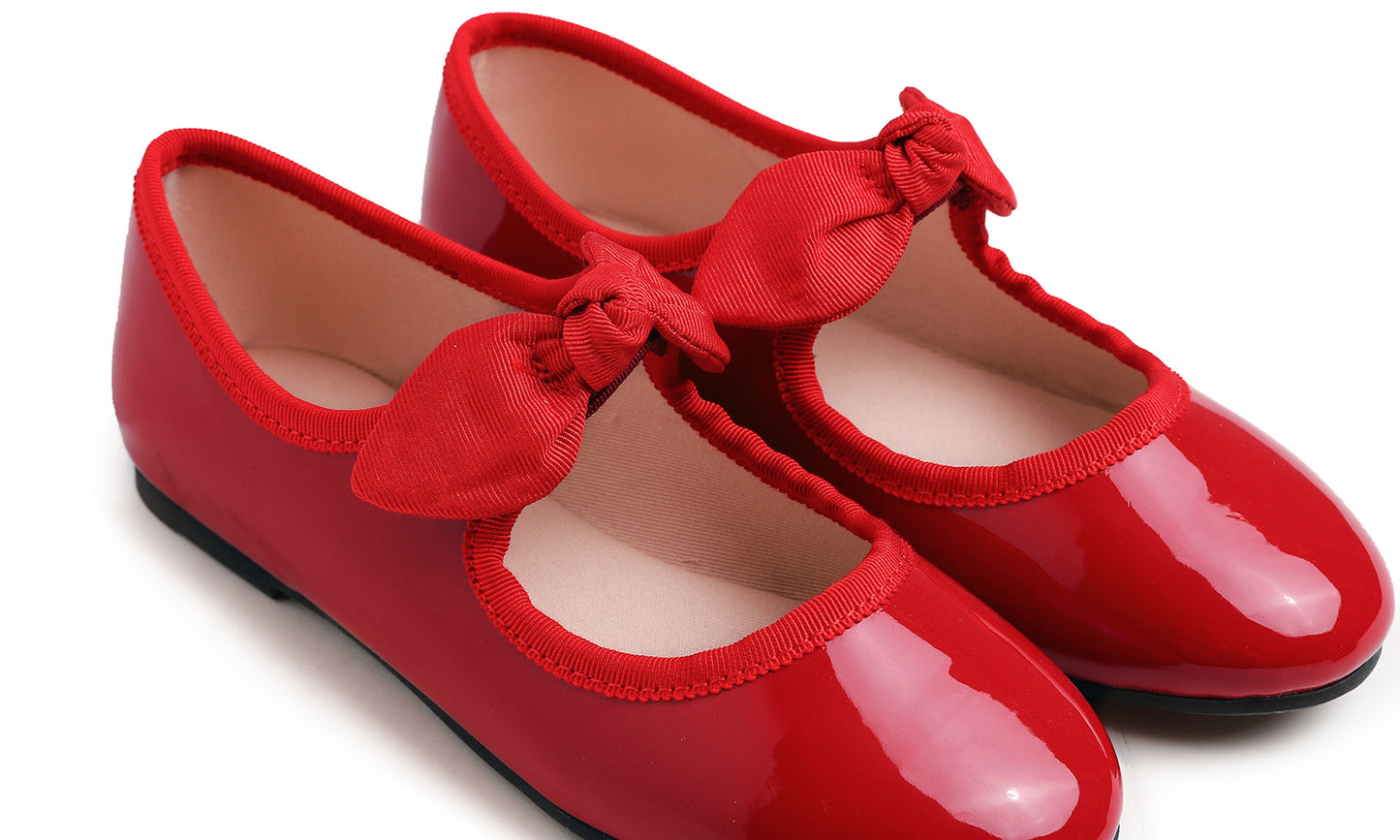 Feversole Girls Cute Dress Mary Jane Shoes Little Kids Casual Buckle Strap Flats Vegan Leather Bow Elastic