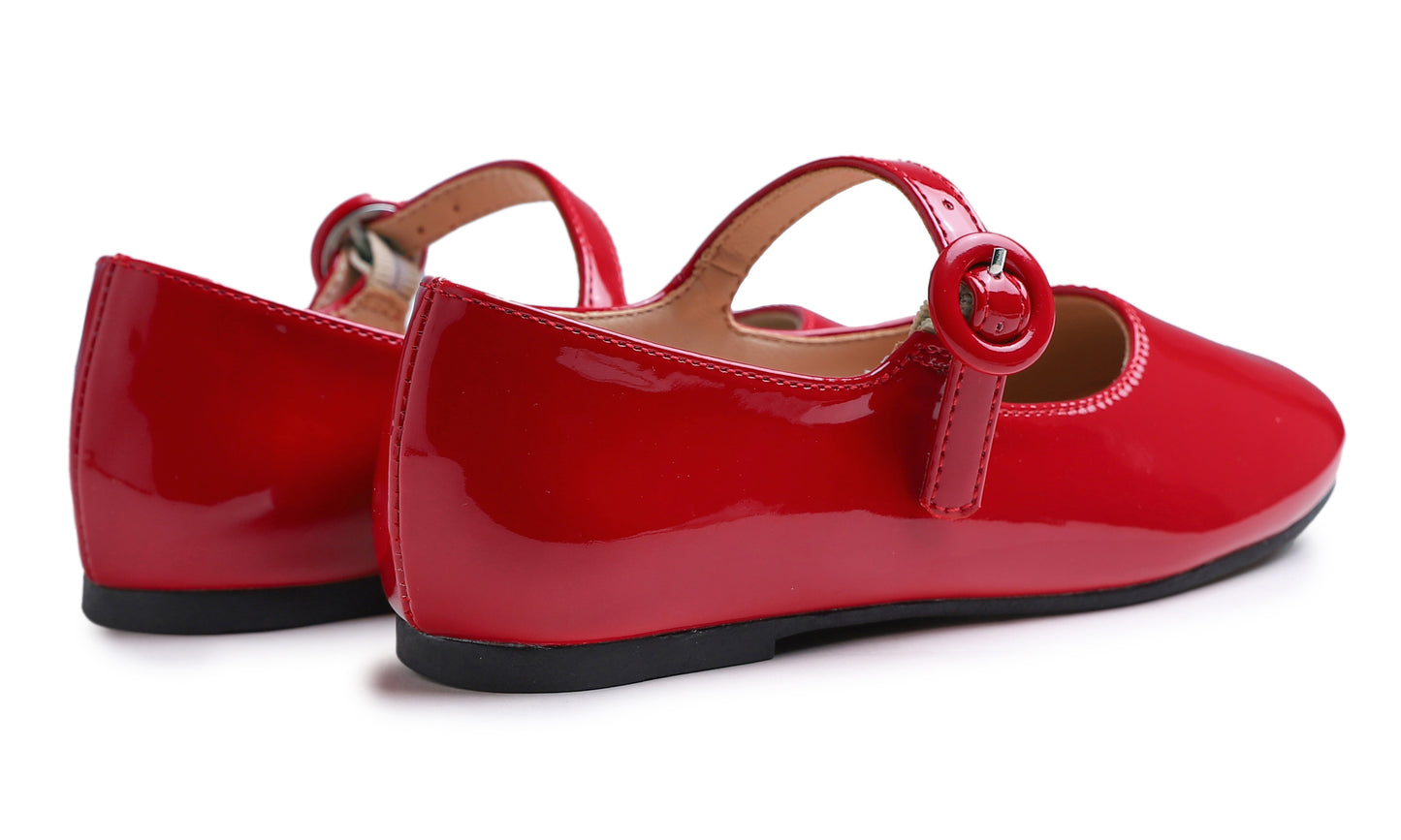 Feversole Girls Cute Dress Mary Jane Shoes Little Kids Casual Buckle Strap Flats Vegan Leather Patent Buckle