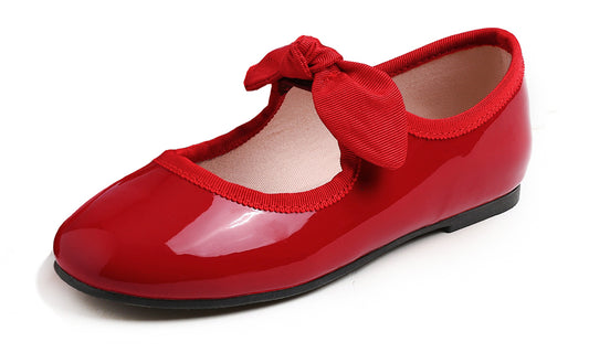 Feversole Girls Cute Dress Mary Jane Shoes Little Kids Casual Buckle Strap Flats Vegan Leather Bow Elastic