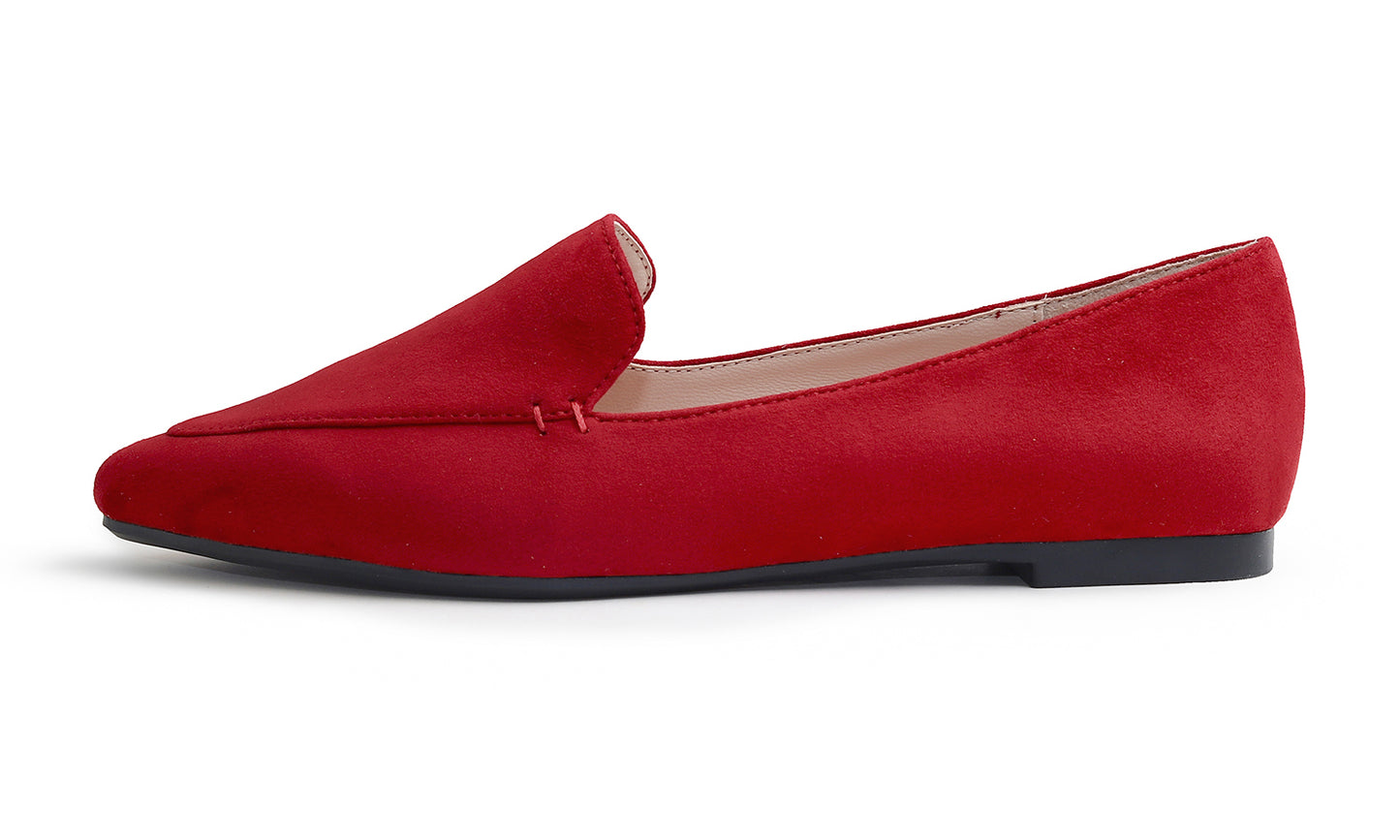 Feversole Women's Loafer Flat Pointed Fashion Slip On Comfort Driving Office Shoes Suede