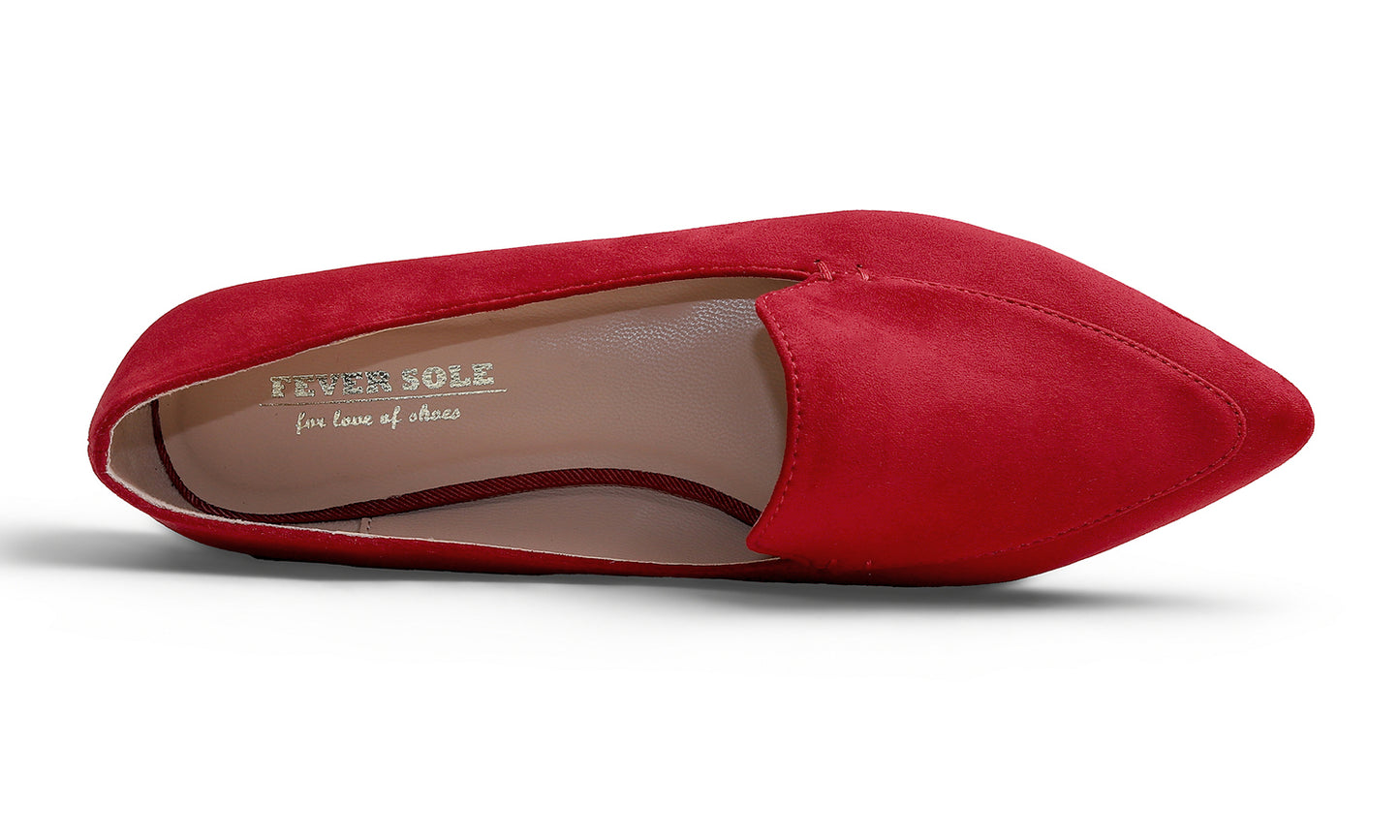 Feversole Women's Loafer Flat Pointed Fashion Slip On Comfort Driving Office Shoes Suede