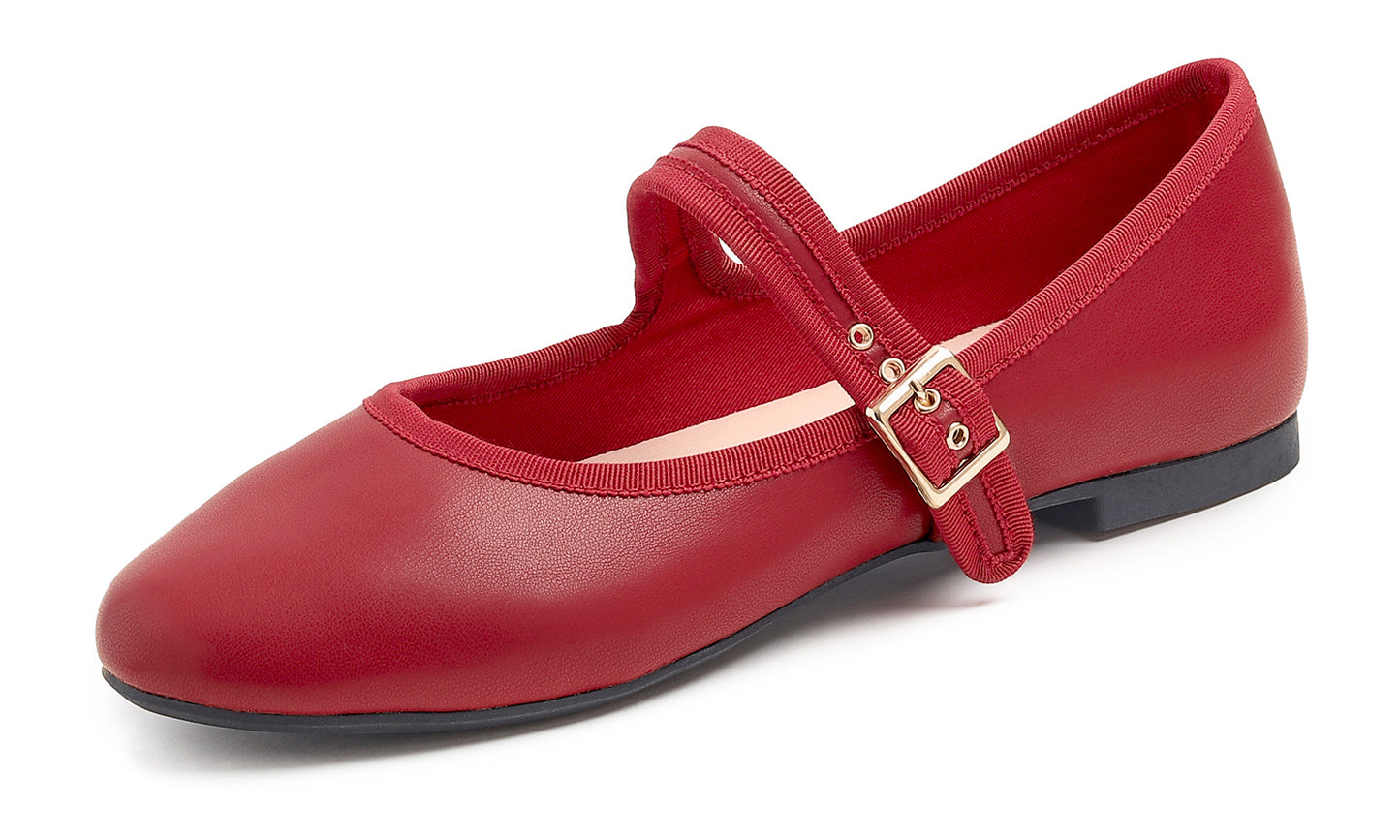 Feversole Women's Soft Cushion Extra Padded Comfort Round Toe Mary Jane Metal Buckle Fashion Ballet Flats Walking Shoes