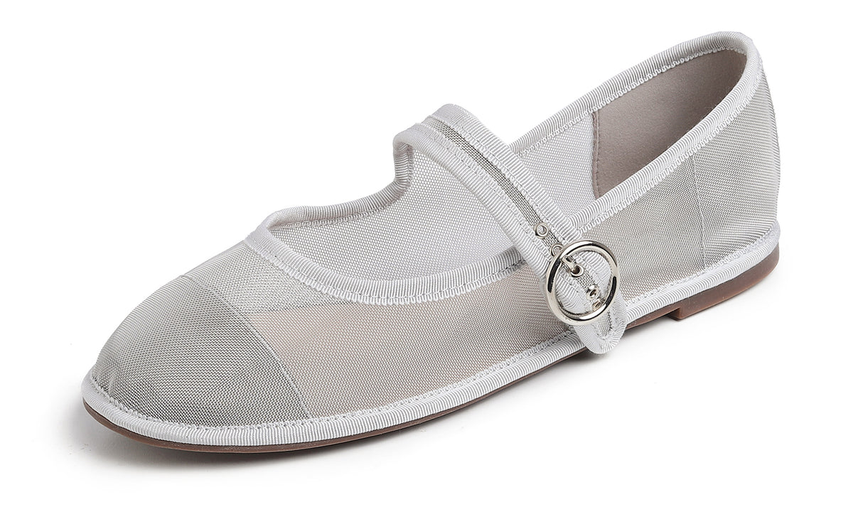 Feversole Mary Jane Flat - Silver