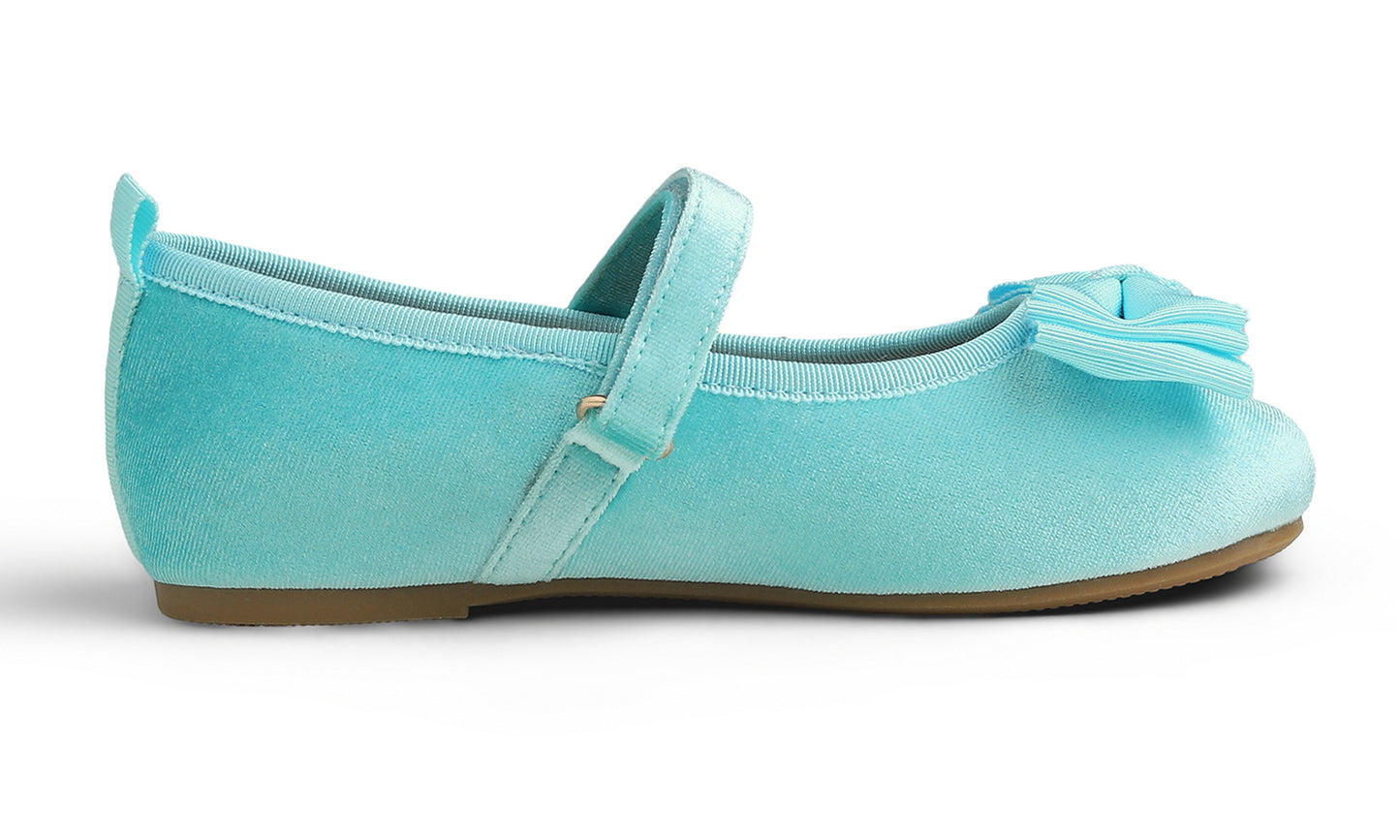Feversole Girls Cute Dress Mary Jane Shoes Bow Tie Sunday Holiday Ballet Flats Velvet With Tri Bow