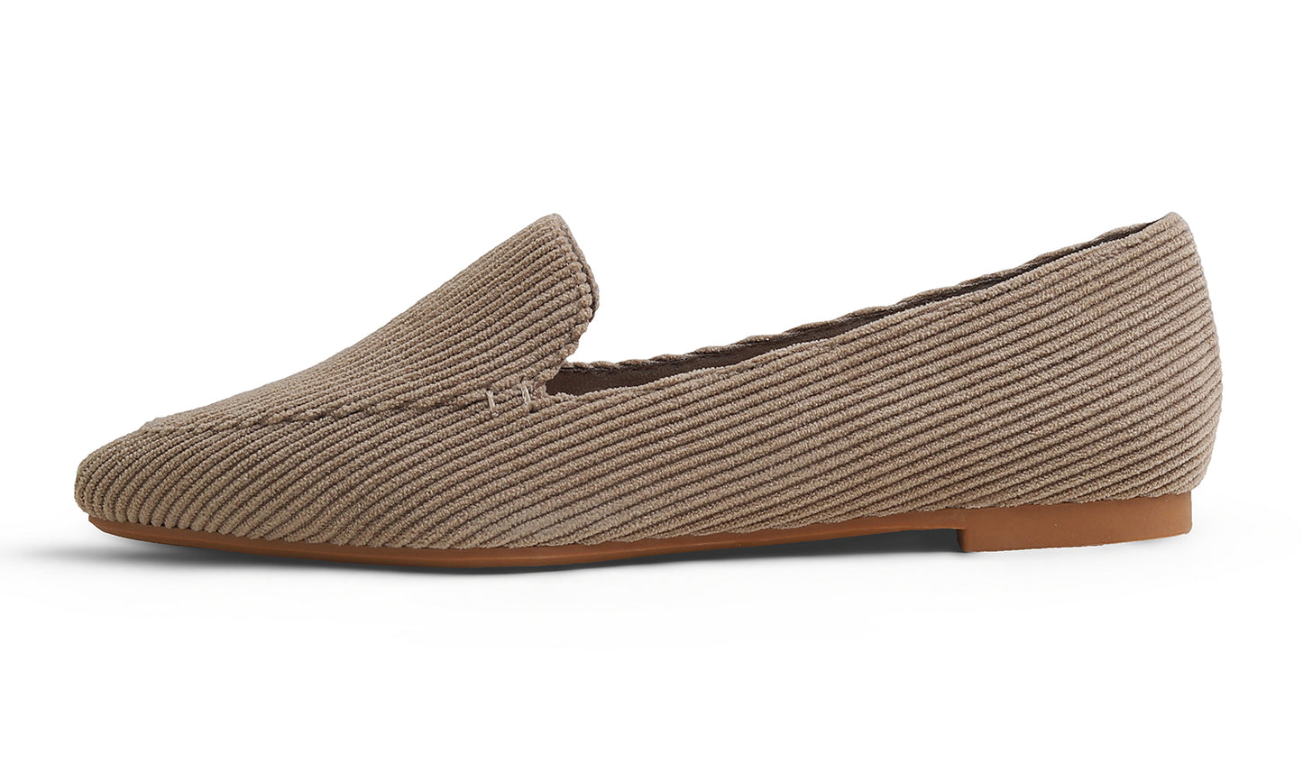 Feversole Women's Loafer Flat Pointed Fashion Slip On Comfort Soft Driving Office Shoes Corduroy