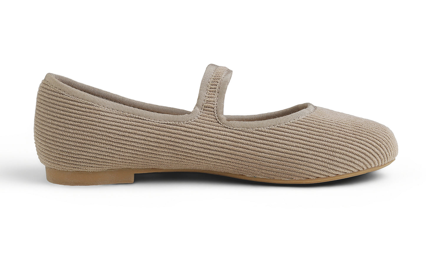 Feversole Women's Soft Cushion Extra Padded Comfort Round Toe Mary Jane Breathable Fabric Fashion Ballet Flats Walking Shoes Corduroy