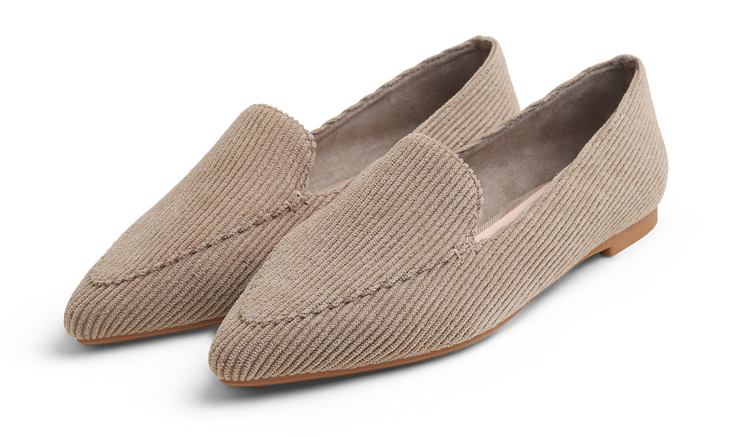 Feversole Women's Loafer Flat Pointed Fashion Slip On Comfort Soft Driving Office Shoes Corduroy