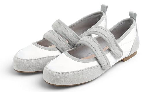 Fevrsole Women's Cushion Padded Mary Jane Sneakers Double Straps Comfort Casual Soft Fabric Sporty Ballets