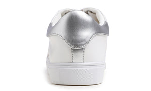 Feversole Women's Featured PU Leather White Lace Up Sneaker Silver Star