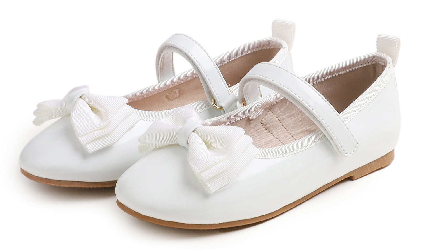 Feversole Girls Cute Dress Mary Jane Shoes Soft Party Holiday Ballet Bow Tie Patent Vegan Leather