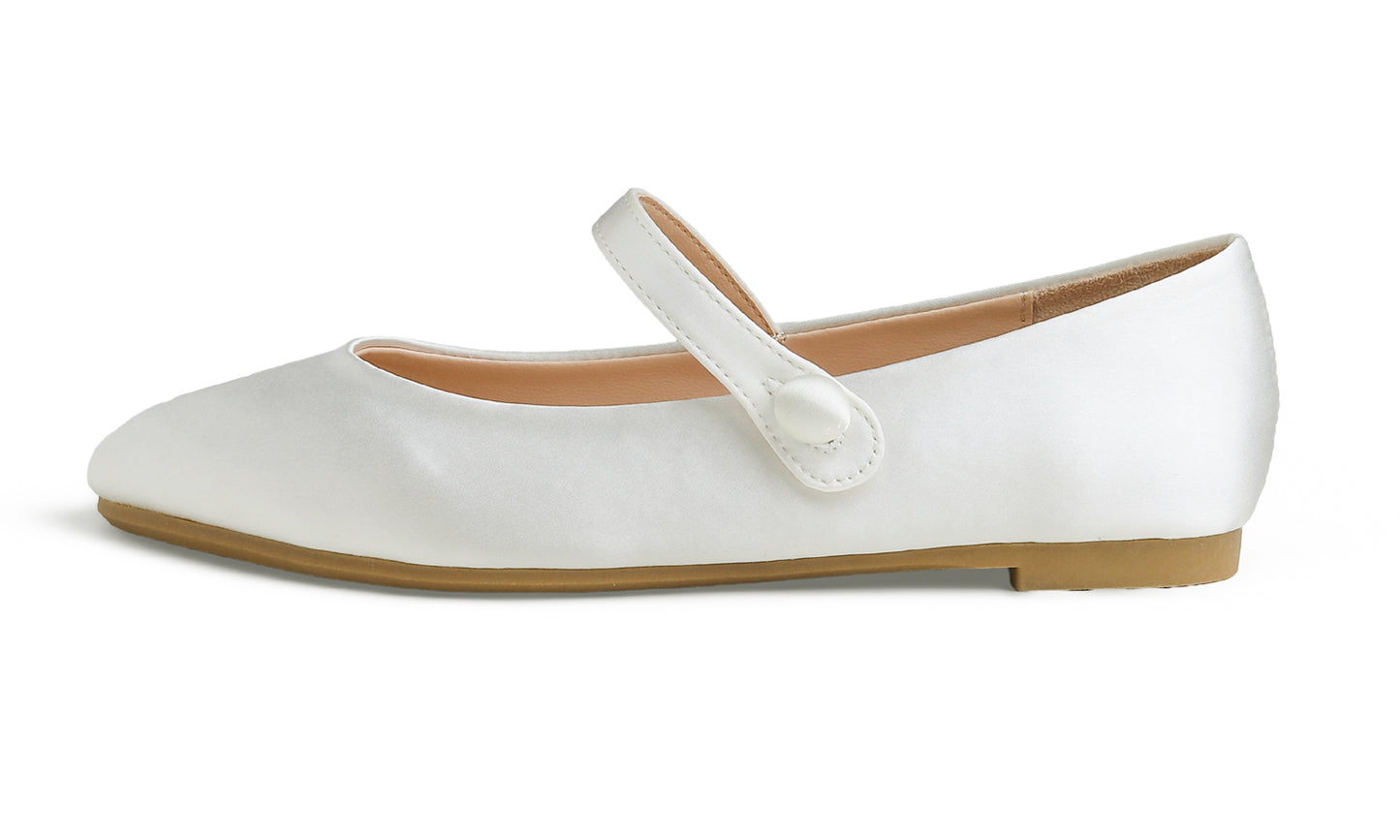 Feversole Mary Jane Flat - White