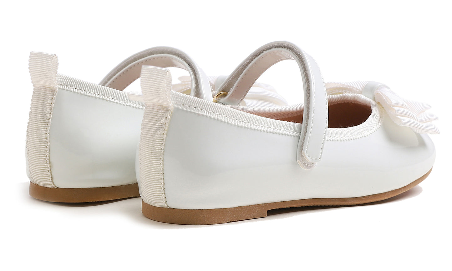 Feversole Girls Cute Dress Mary Jane Shoes Soft Party Holiday Ballet Bow Tie Patent Vegan Leather