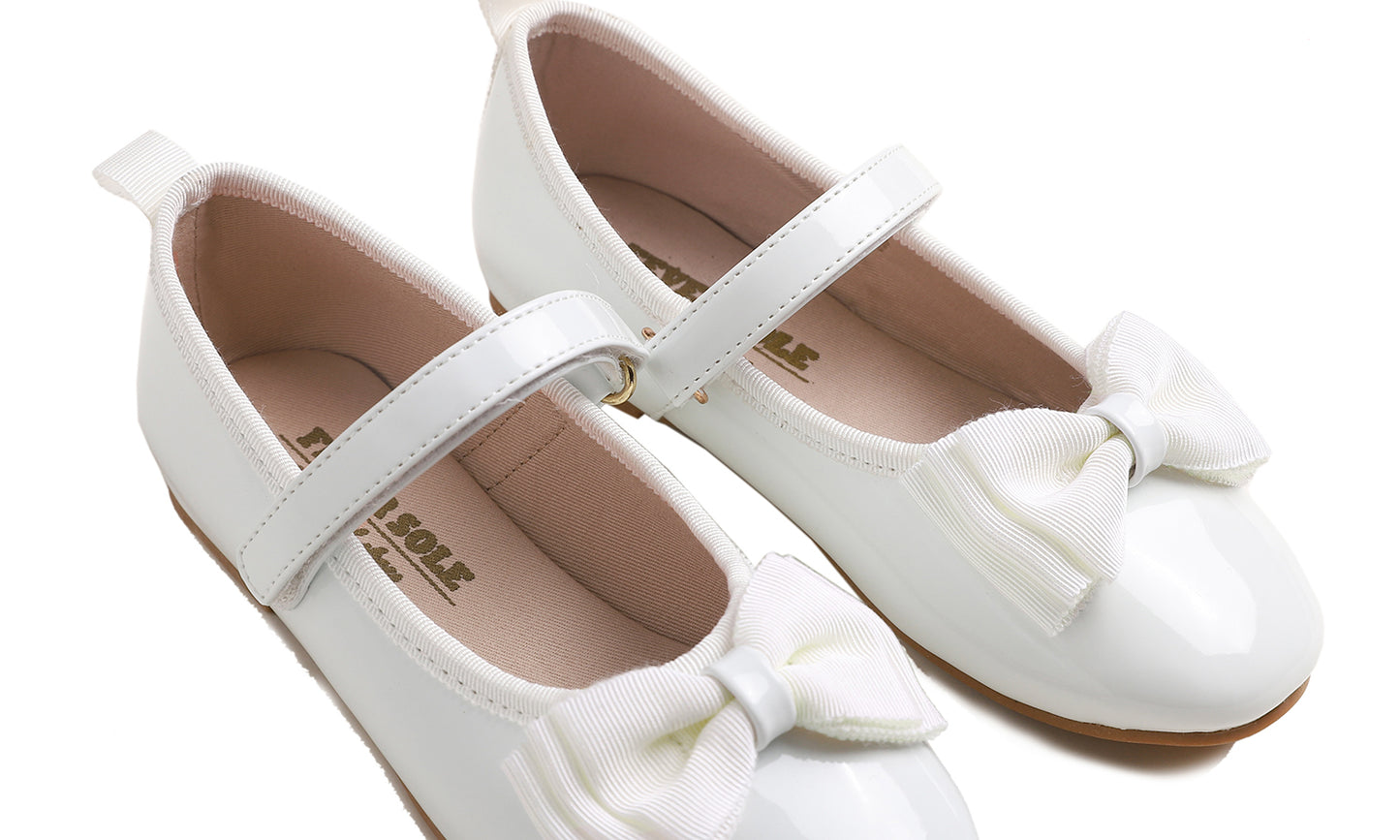 Feversole Girls Cute Dress Mary Jane Shoes Soft Party Holiday Ballet Bow Tie Patent Vegan Leather