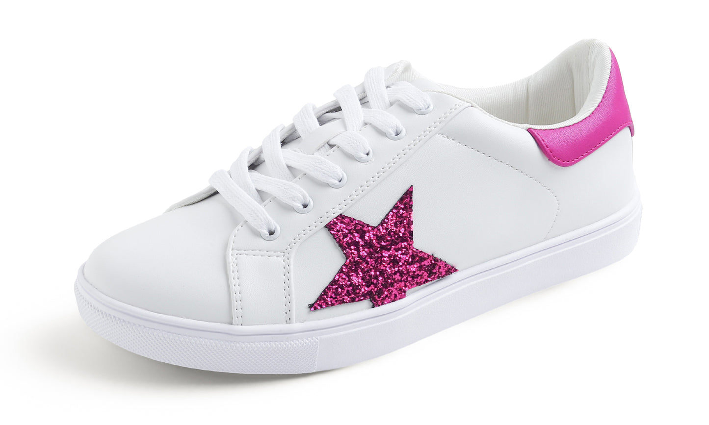 Feversole Women's Featured PU Leather Colorful Lace Up Sneaker Star