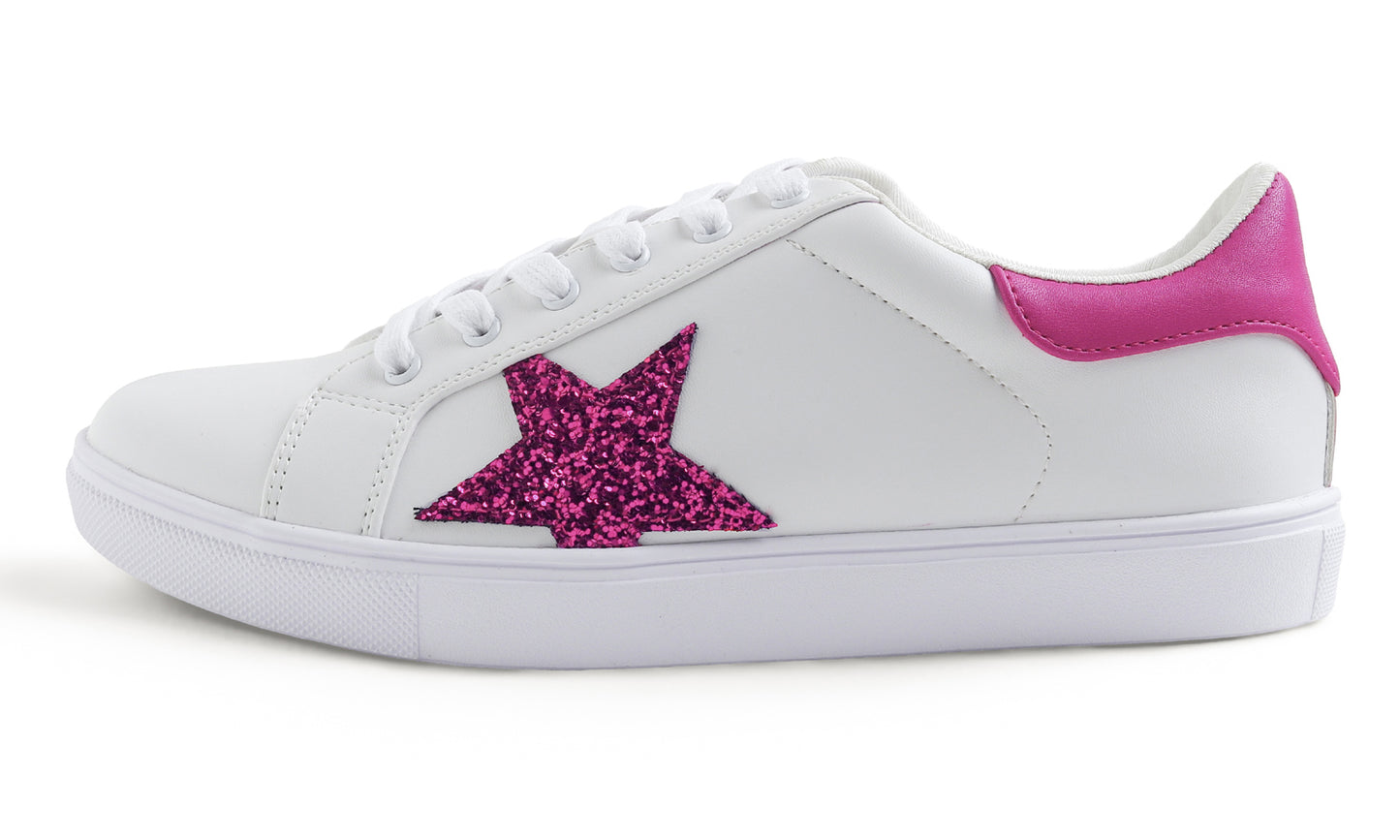 Feversole Women's Featured PU Leather Colorful Lace Up Sneaker Star