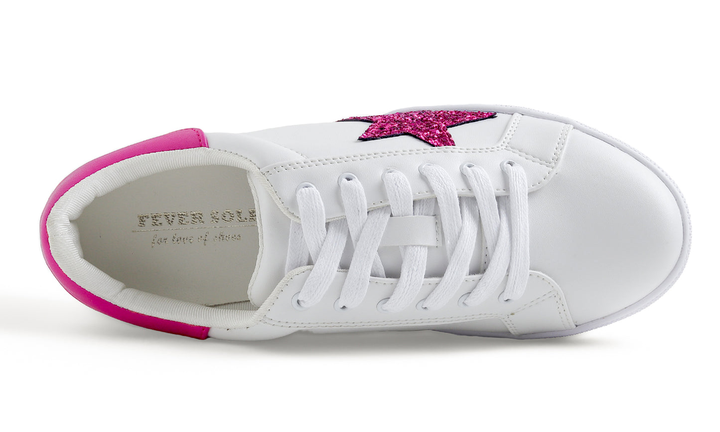 Feversole Women's Featured PU Leather Colorful Lace Up Sneaker Star