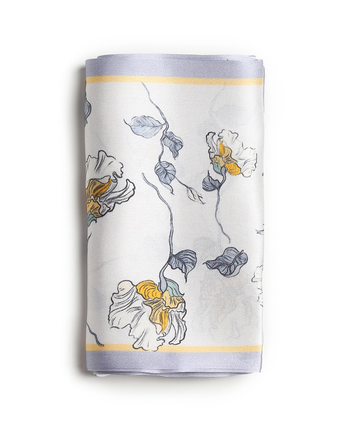 BREEZE NOUTHERLY Women's 100% Pure Mulberry Silk Scarf Double Sided Rectangle Tie Head Neck Waist Strip-17X150 White Lilac Irises