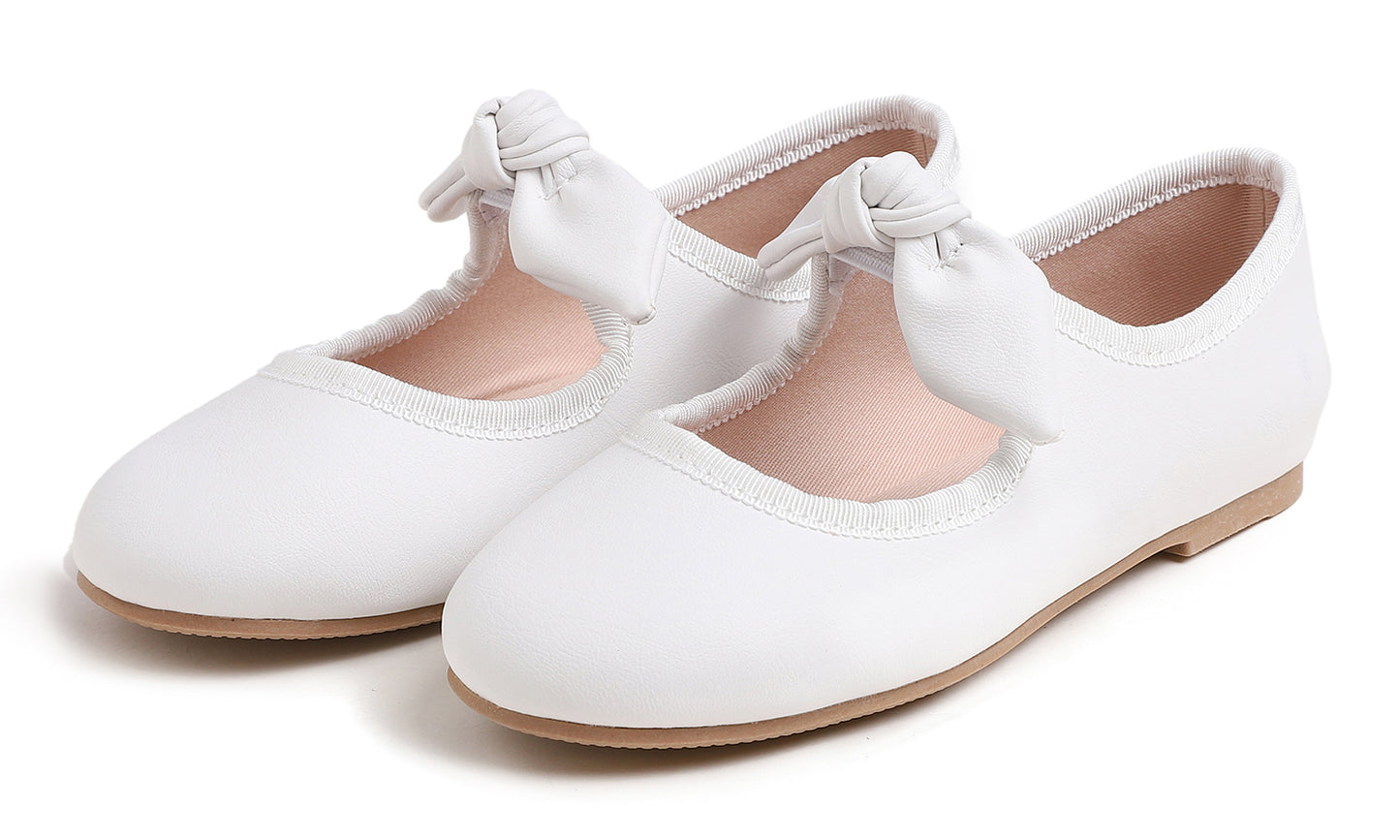 Feversole Girls Cute Dress Mary Jane Shoes Little Kids Casual Buckle Strap Flats Vegan Leather Bow Elastic