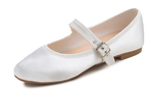 Feversole Women's Soft Cushion Extra Padded Comfort Round Toe Mary Jane Metal Buckle Fashion Ballet Flats Walking Shoes