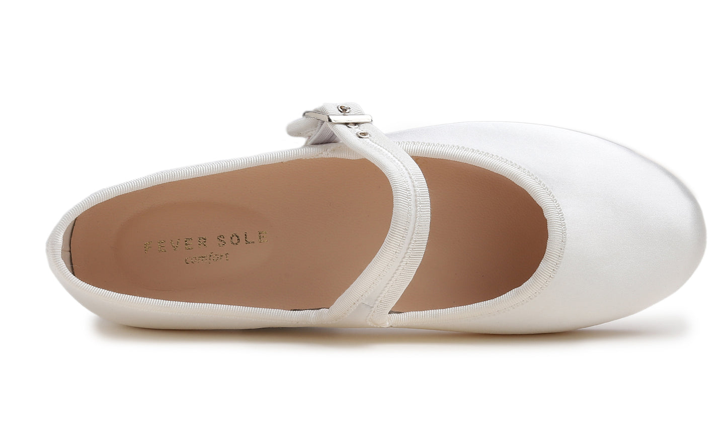 Feversole Women's Soft Cushion Extra Padded Comfort Round Toe Mary Jane Metal Buckle Fashion Ballet Flats Walking Shoes