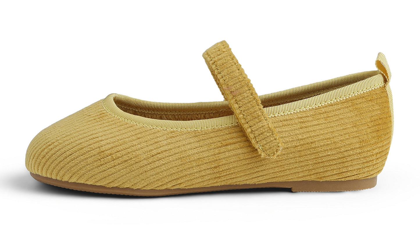 Feversole Girls Cute Dress Mary Jane Shoes Soft Sunday Holiday Ballet Flats Corduroy