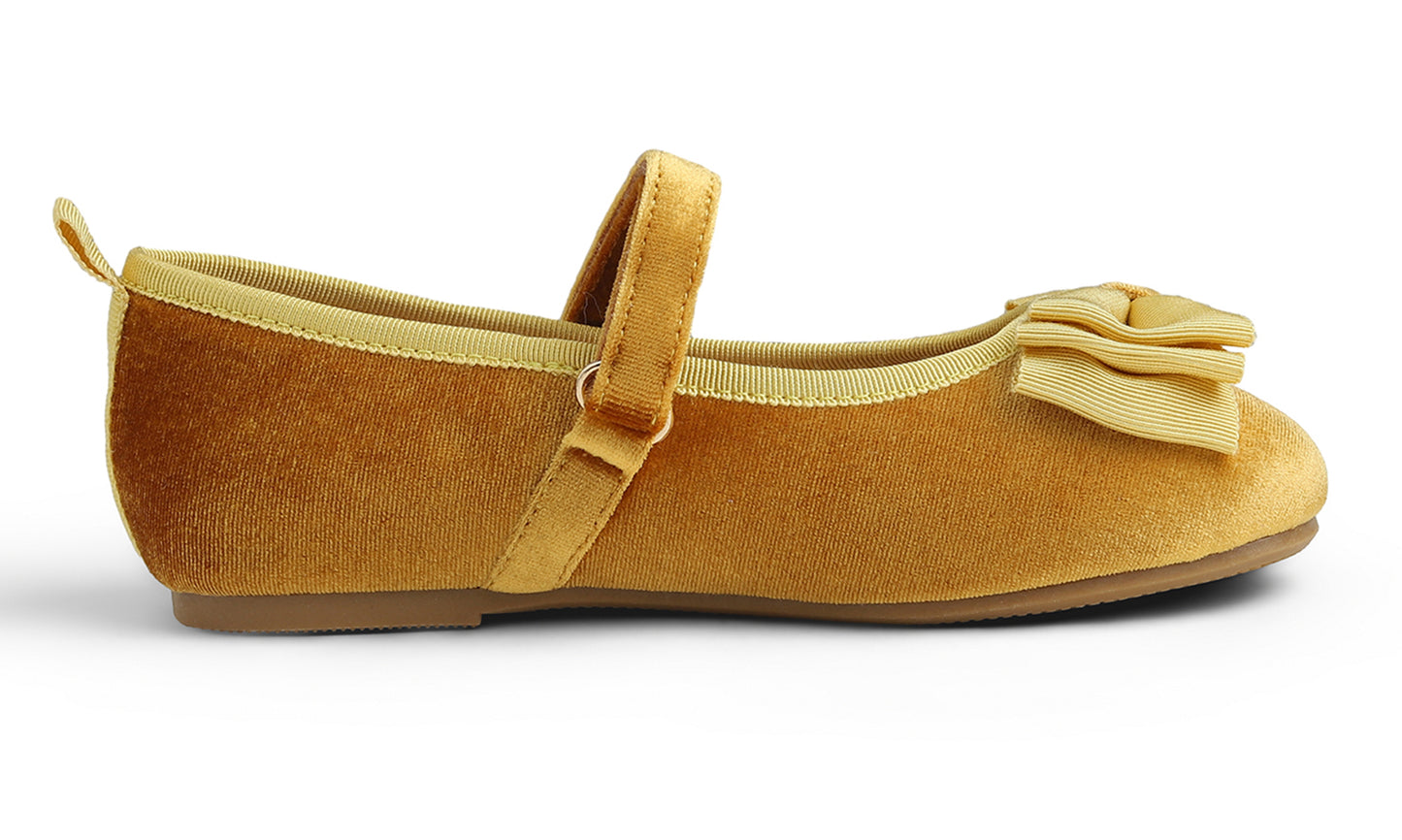 Feversole Girls Cute Dress Mary Jane Shoes Bow Tie Sunday Holiday Ballet Flats Velvet With Tri Bow