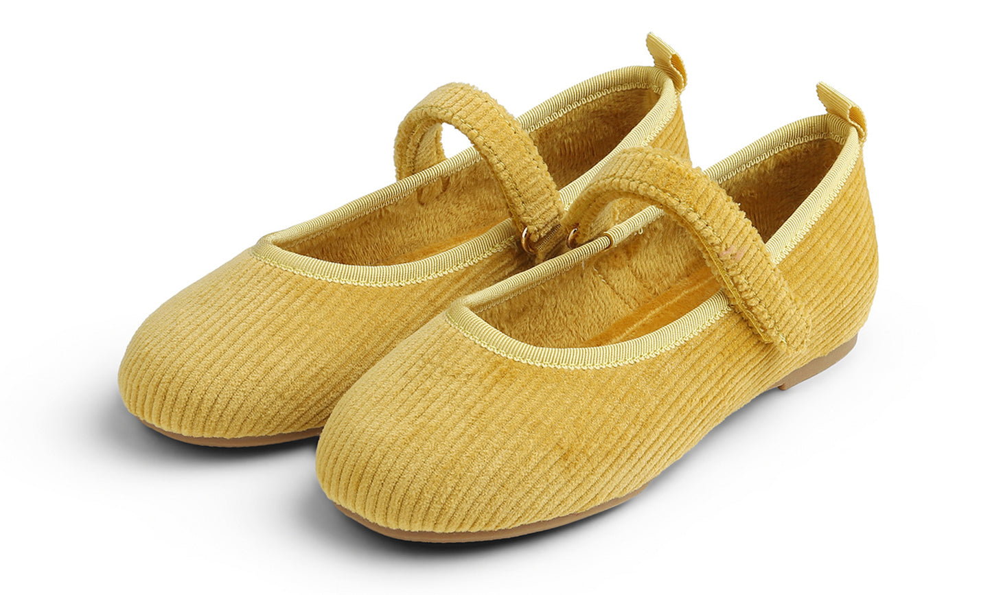 Feversole Girls Cute Dress Mary Jane Shoes Soft Sunday Holiday Ballet Flats Corduroy