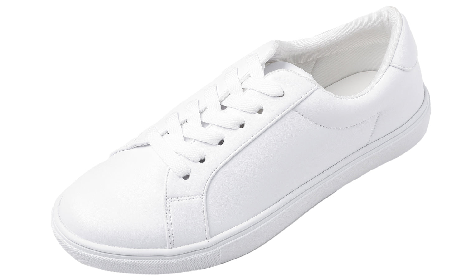 Feversole Women's Featured PU Leather White Lace Up Sneaker