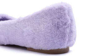 Feversole Women's Fashion Round Toe Puffy Warm Comfort Home Indoor Winter Soft Ballet Slippers Lavender Purple Plush