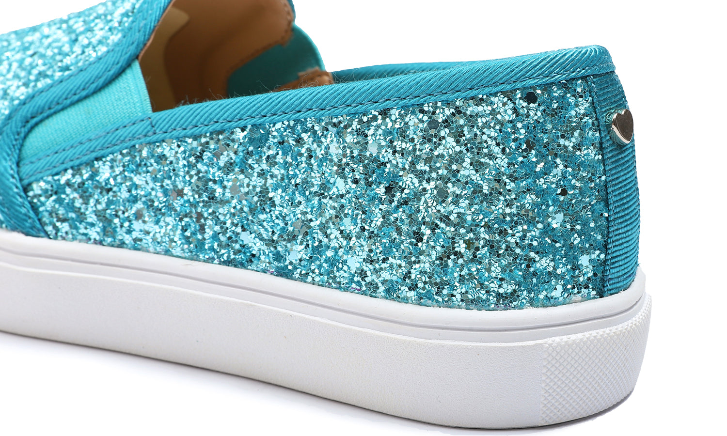 Feversole Women's Glitter Turquoise Slip On Sneaker Casual Flat Loafers