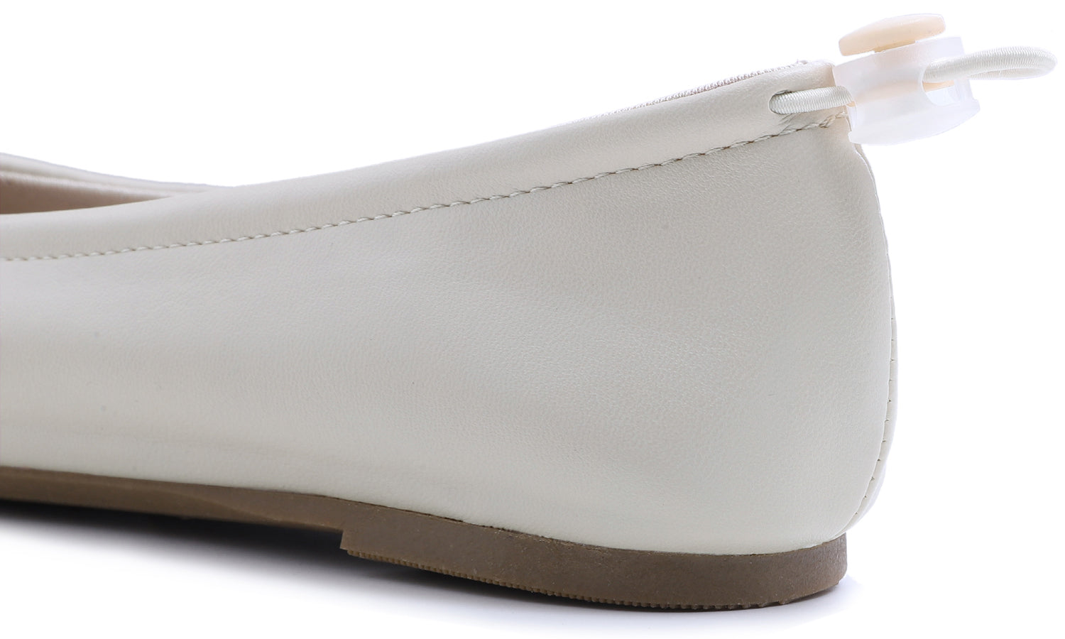 Feversole Women's Soft Cushion Comfort Round Toe Elastic Adjustable Ballet Flats Flexible Walking Shoes Light Beige Napa