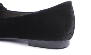 Feversole Women's Round Toe Cute Bow Trim Ballet Flats Black Velvet Twist Bow