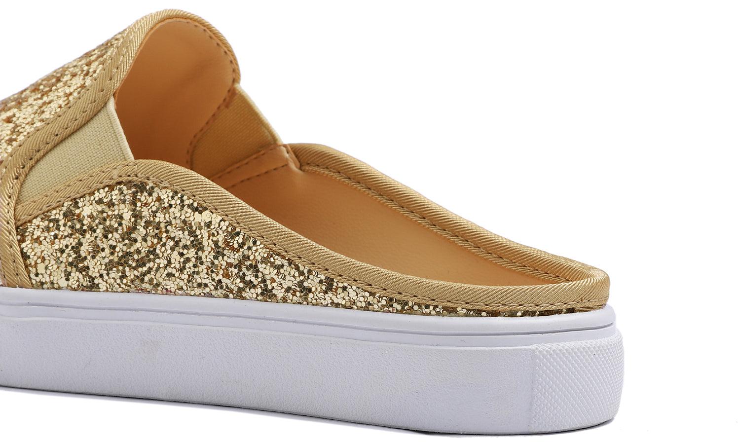 Feversole Women's Sport Mules Slip On Loafers Fashion Backless Sneakers Gold Glitter