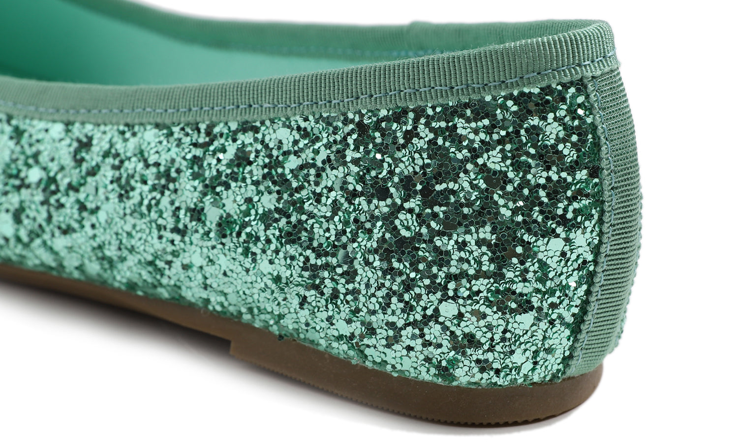 Feversole Women's Sparkle Memory Foam Cushioned Colorful Shiny Ballet Flats Glitter Jade Green