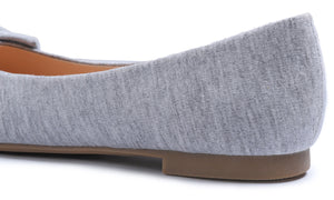 Feversole Women's Round Toe Cute Bow Trim Ballet Flats In Light Grey Jersey