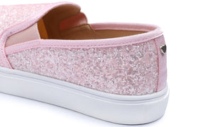 Feversole Women's Glitter Baby Pink Slip On Sneaker Casual Flat Loafers