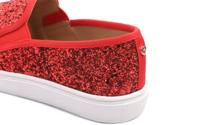 Feversole Women's Glitter Red Slip On Sneaker Casual Flat Loafers