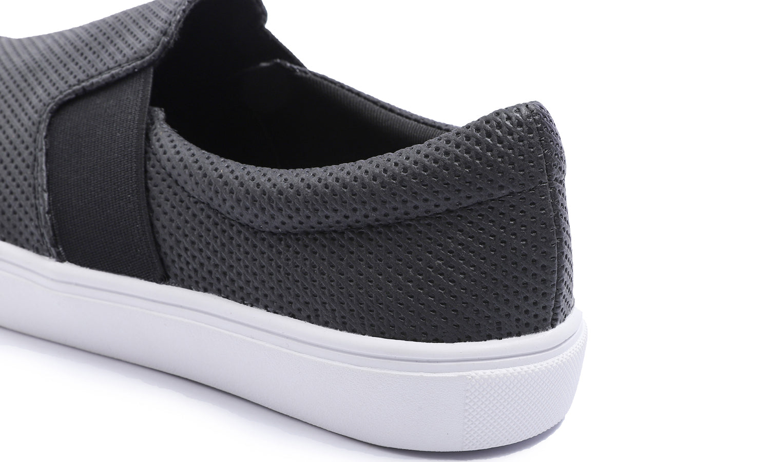 Feversole Women's Casual Slip On Sneaker Comfort Cupsole Loafer Flats Black Perforated Elastic