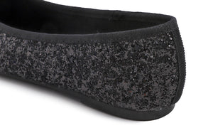 Feversole Women's Sparkle Memory Foam Cushioned Colorful Shiny Ballet Flats Glitter Black