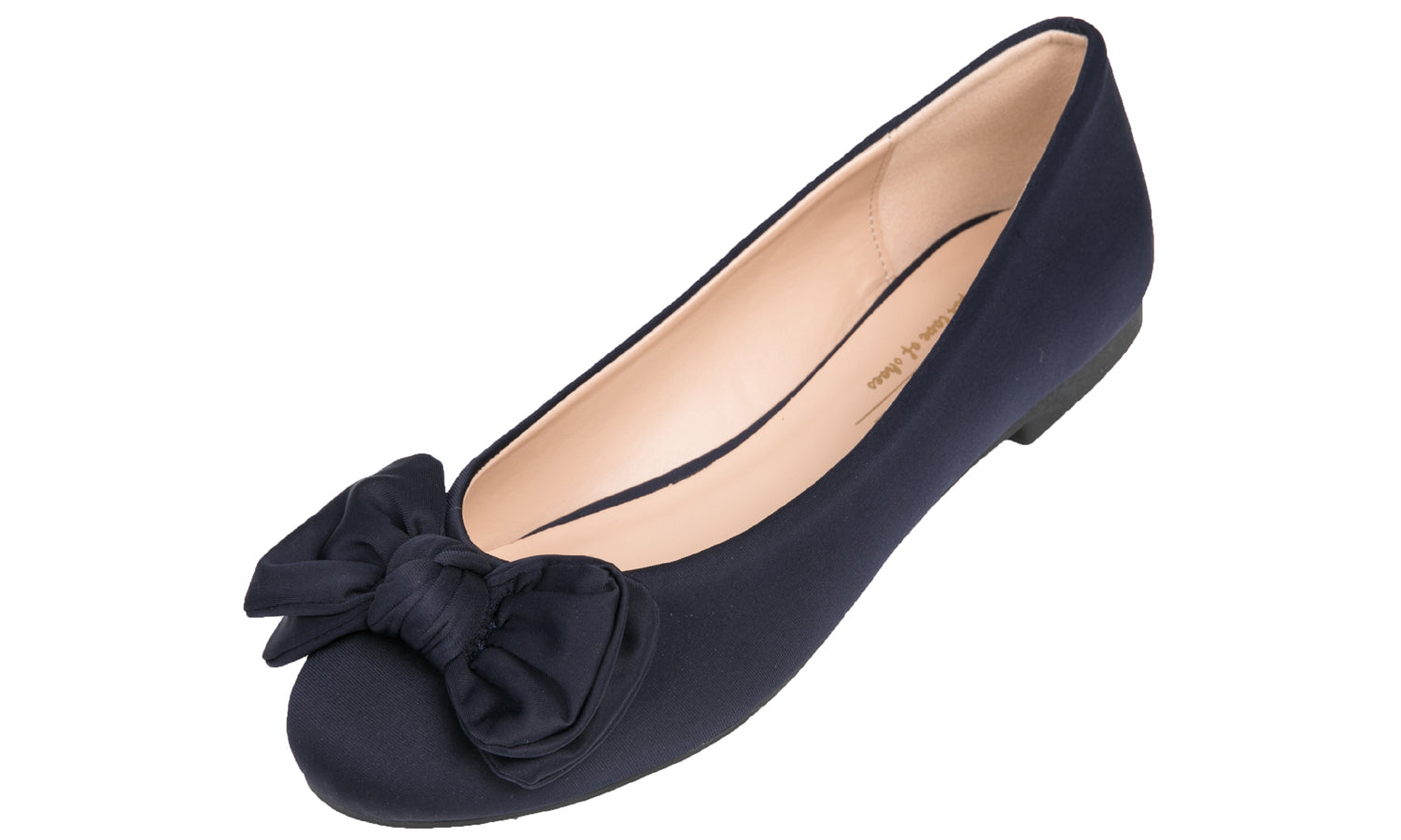 Feversole Women's Round Toe Cute Bow Trim Ballet Flats In Navy Color